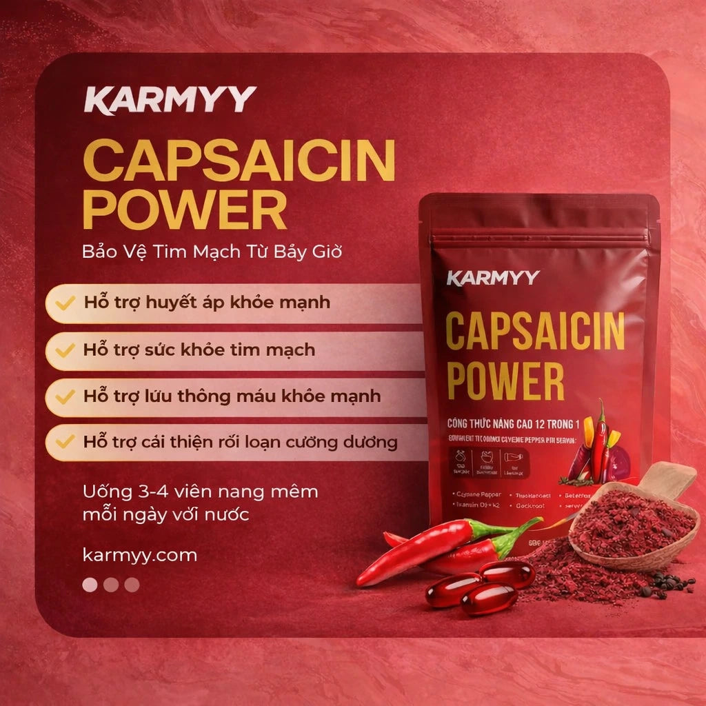 Hỗ trợ mạch máu nâng cao với viên nang mềm Karmyy Capsaicin