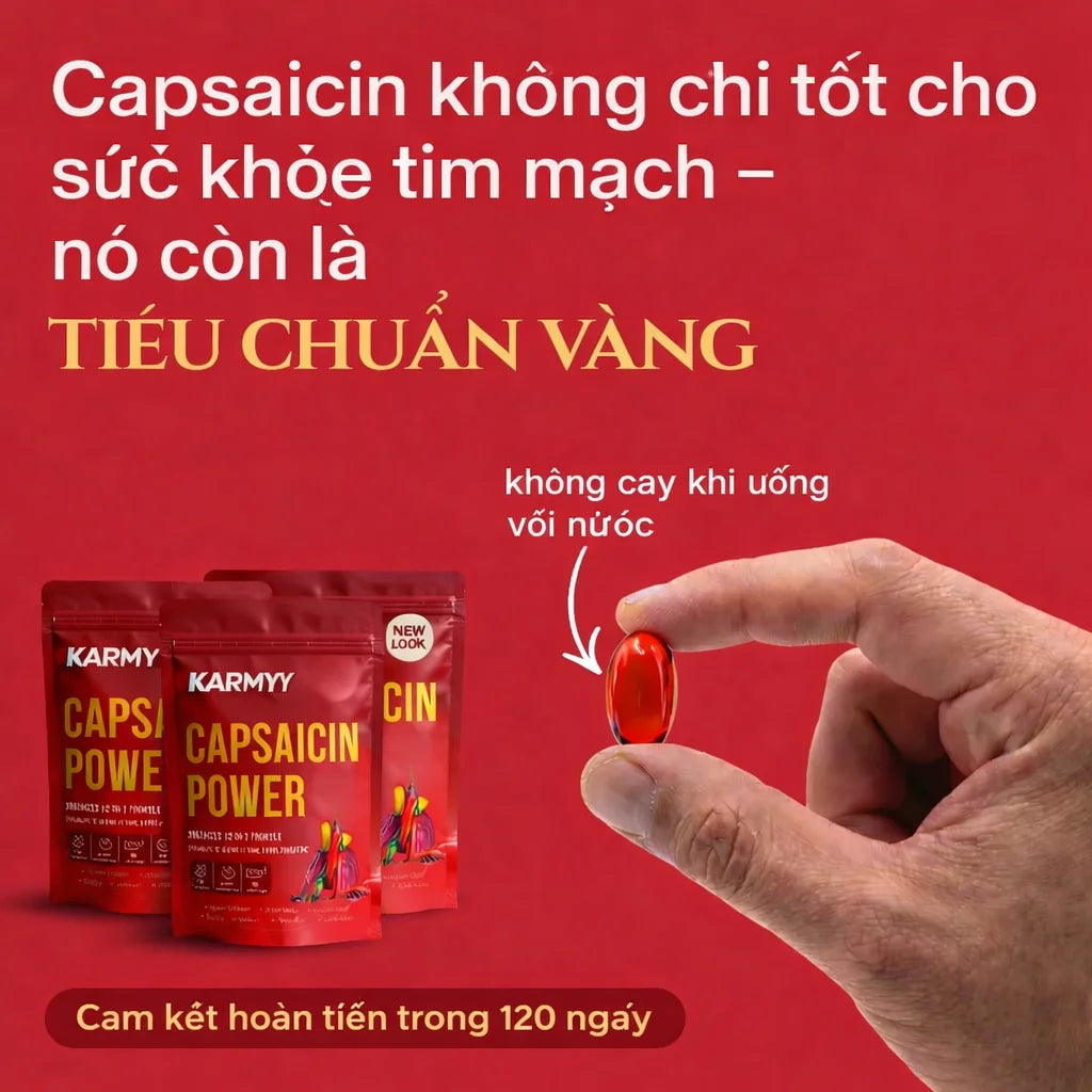 Hỗ trợ mạch máu nâng cao với viên nang mềm Karmyy Capsaicin