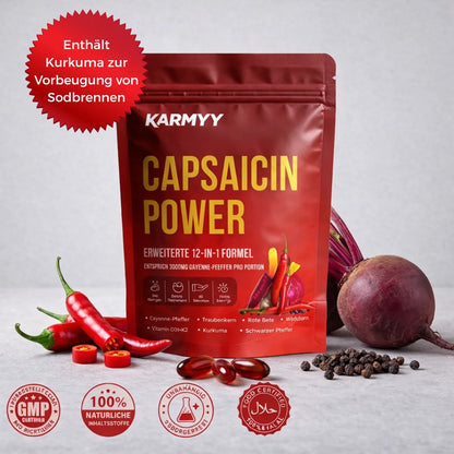 Unterstützt die Gefäßfunktion mit Karmyy Capsaicin Softgel